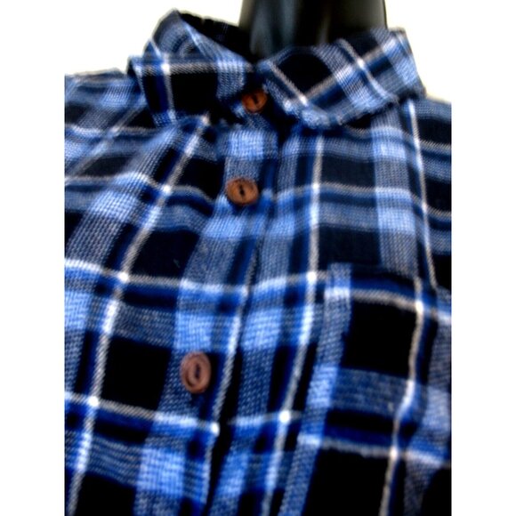 Pink Lily Flannel Shirt Women's 2XL Blue Plaid Raw Hem Modern Trendy - Picture 3 of 16